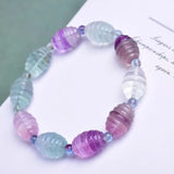 Fluorite Stone Bracelet Rice Shape Beads Lucky for Women Girl