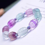 Fluorite Stone Bracelet Rice Shape Beads Lucky for Women Girl