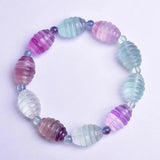 Fluorite Stone Bracelet Rice Shape Beads Lucky for Women Girl