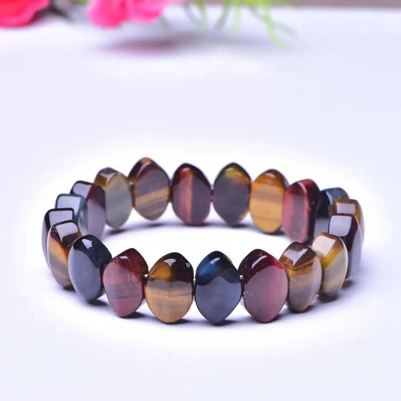 Tiger Eye Stone Bracelet Eye Shape Beads Crystal Lucky Jewelry