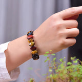 Tiger Eye Stone Bracelet Eye Shape Beads Crystal Lucky Jewelry