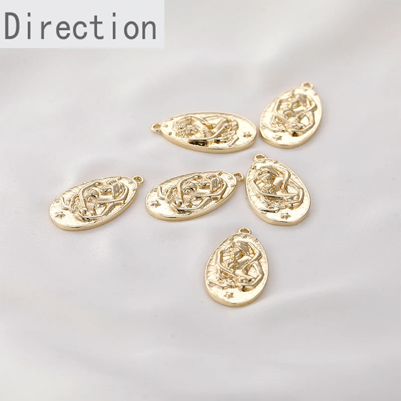 14K Clad Water Drop Relief Figure DIY Pendant Necklace Bracelet Accessories
