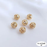 14K Hollow Flower Ball Butterfly Xiangyun Chinese Knot Round Bead 8mm