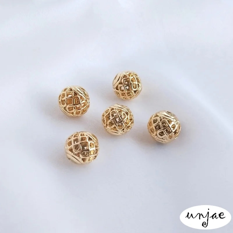 14K Hollow Flower Ball Butterfly Xiangyun Chinese Knot Round Bead 8mm