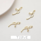14K Plating Double Hanging Bowknot Zircon Pendant diy Material Copper