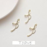 14K Plating Double Hanging Bowknot Zircon Pendant diy Material Copper
