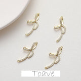 14K Plating Double Hanging Bowknot Zircon Pendant diy Material Copper