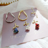 Alloy Rose Oval Double Hanging DIY Earrings Jewelry Material