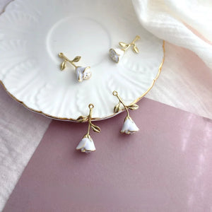 Alloy Rose Oval Double Hanging DIY Earrings Jewelry Material