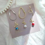 Alloy Rose Oval Double Hanging DIY Earrings Jewelry Material