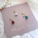 Alloy Rose Oval Double Hanging DIY Earrings Jewelry Material