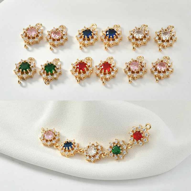 Copper Plated Crystal Zircon DIY Vintage Earrings Bracelet Necklace Accessories