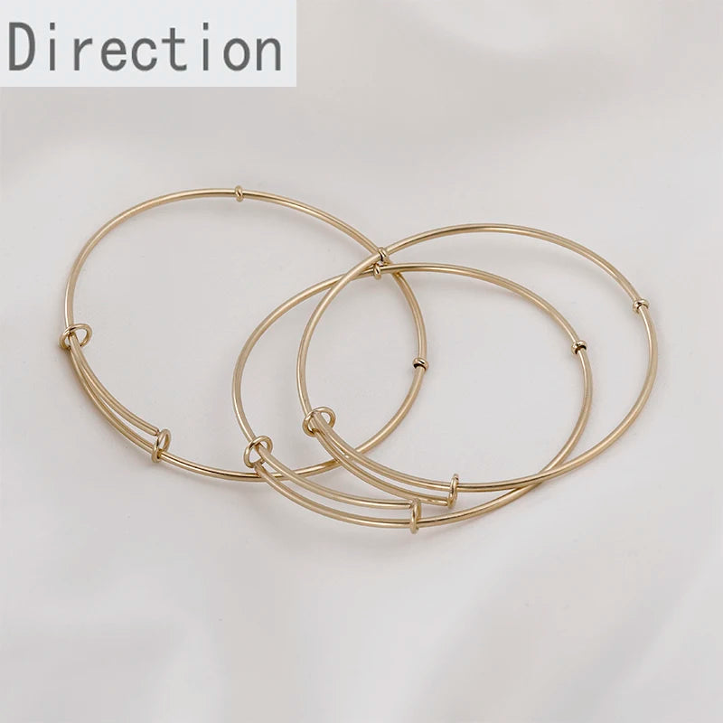 Adjustable 14K Titanium Steel Plated Circle Bracelet DIY Accessory