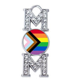 Rainbow LGBT Pride Charms Rhinestone MOM Pendant DIY Jewelry Making