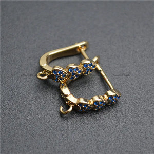 Heart Shape CZ Paved Earring Hooks Jewelry Findings Lot of 20pc