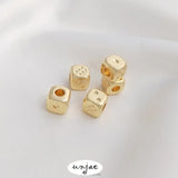 14K Dice Square Spacer Beads Hand-made Jewelry Loose Beads