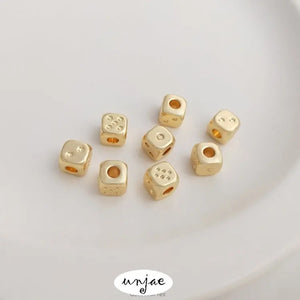 14K Dice Square Spacer Beads Hand-made Jewelry Loose Beads