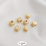 14K Dice Square Spacer Beads Hand-made Jewelry Loose Beads