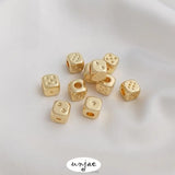 14K Dice Square Spacer Beads Hand-made Jewelry Loose Beads