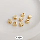14K Dice Square Spacer Beads Hand-made Jewelry Loose Beads