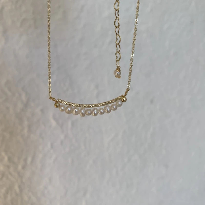 14K True Filled Freshwater Pearl Smile Necklace DIY Jewelry