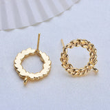 18K Flower Stud Earrings 15x17MM Hoop DIY Jewelry Findings