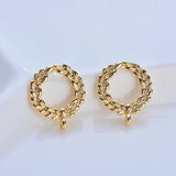 18K Flower Stud Earrings 15x17MM Hoop DIY Jewelry Findings