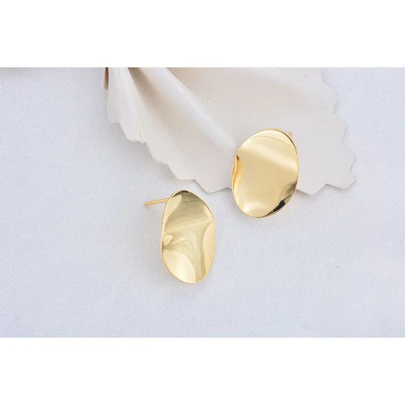 Wave Oval Hoop Stud Earrings 20x14MM DIY Jewelry Making