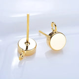 18K True Filled 6x9MM Flat Bead With Ring Stud Earrings