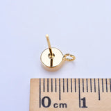 18K True Filled 6x9MM Flat Bead With Ring Stud Earrings