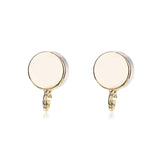 18K True Filled 6x9MM Flat Bead With Ring Stud Earrings