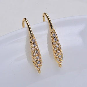 18K True Filled Zircon Long Water Drop Earring Clasps DIY Jewelry Making