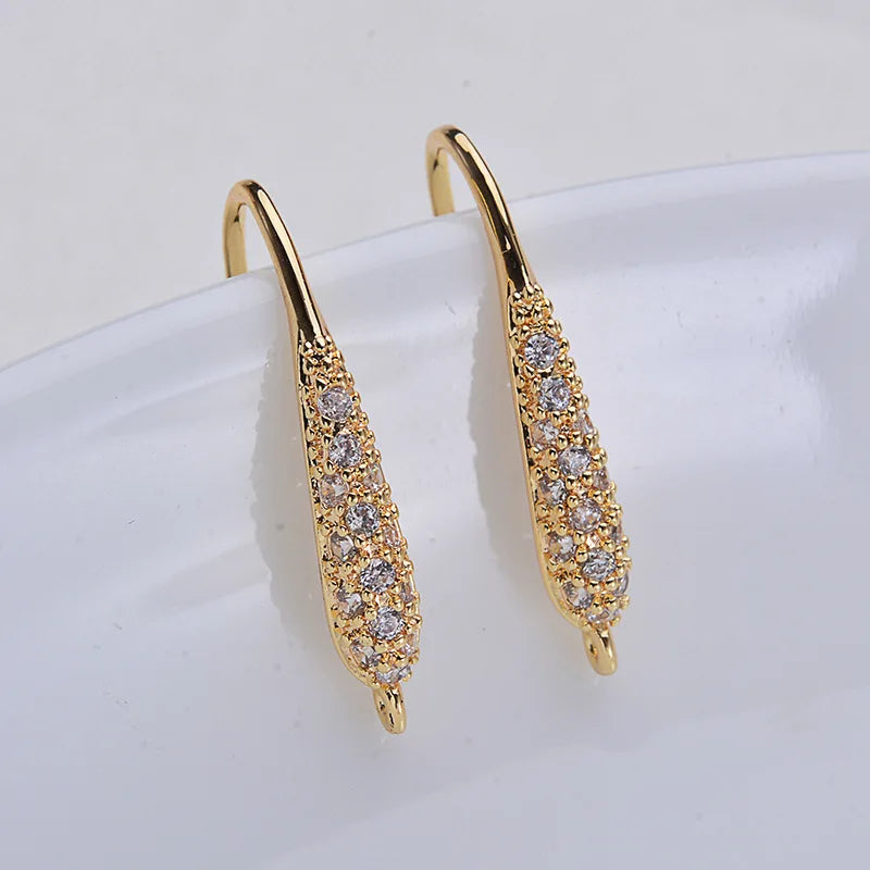 18K True Filled Zircon Long Water Drop Earring Clasps DIY Jewelry Making
