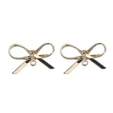 18K True Filled Simplicity Bowknot Ring Stud Earrings