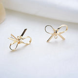 18K True Filled Simplicity Bowknot Ring Stud Earrings