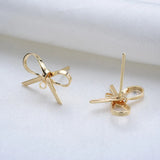 18K True Filled Simplicity Bowknot Ring Stud Earrings