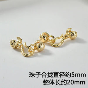 18k Double Buckle Necklace Bracelet Button Loose Beads DIY Jewelry