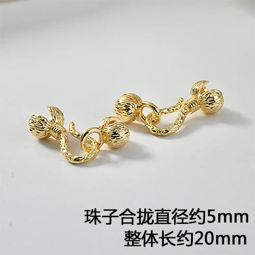 18k Double Buckle Necklace Bracelet Button Loose Beads DIY Jewelry