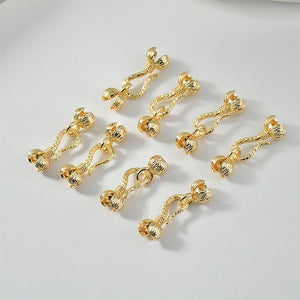 18k Double Buckle Necklace Bracelet Button Loose Beads DIY Jewelry