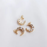 Copper Micro-inlaid Zircon Moon Pendant Charm DIY Jewelry Findings
