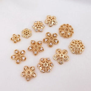 Plated Beads Flower Zircon Hat Beaded Separator Bead Caps DIY