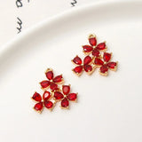 Real Copper Plated Natural Zircon Flowers Pendant Charms