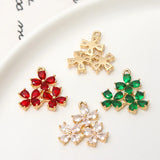 Real Copper Plated Natural Zircon Flowers Pendant Charms