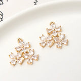 Real Copper Plated Natural Zircon Flowers Pendant Charms