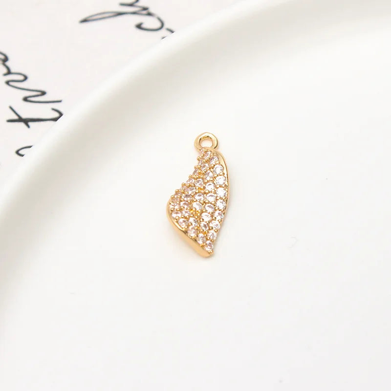 Copper Zircon Leaf Pendant Charms for Jewelry Making