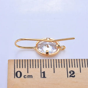 Copper Oval Zircon Ring Earring Clasps Hooks DIY Jewelry Making