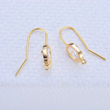Copper Oval Zircon Ring Earring Clasps Hooks DIY Jewelry Making