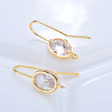 Copper Oval Zircon Ring Earring Clasps Hooks DIY Jewelry Making