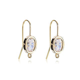 Copper Oval Zircon Ring Earring Clasps Hooks DIY Jewelry Making