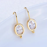 Copper Oval Zircon Ring Earring Clasps Hooks DIY Jewelry Making